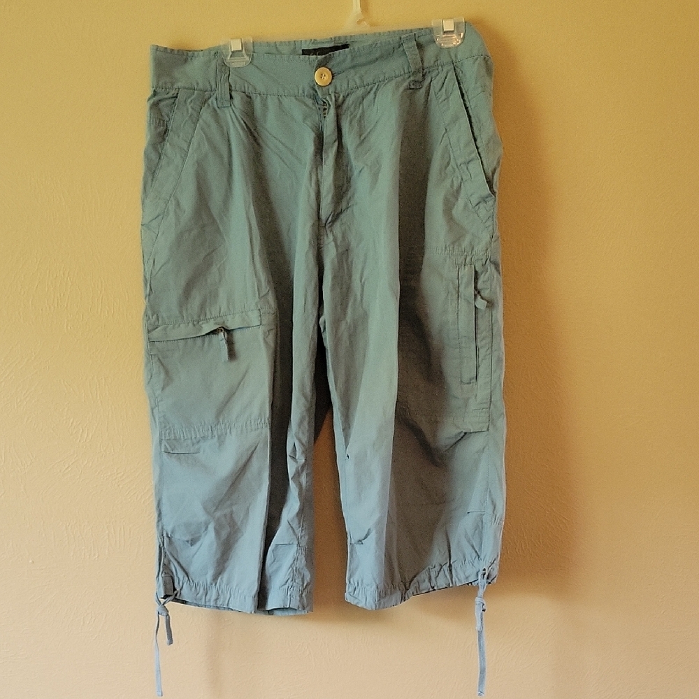 Of The Earth Organic Cotton Light Blue/teal Cargo Capris